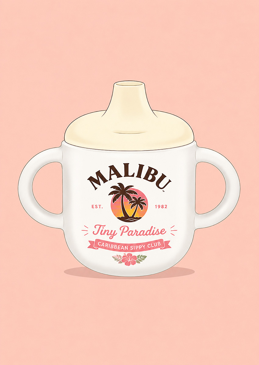 Malibu Tiny Paradise Themed Baby Bottle Canvas Print & Poster - AI PRINT LAB